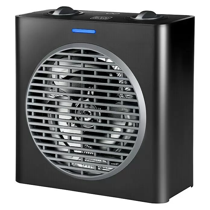 Black+Decker Heizlüfter BXSH2003E - 1.000 W - 2.000 W, Schwarz - Diagonale Ansicht