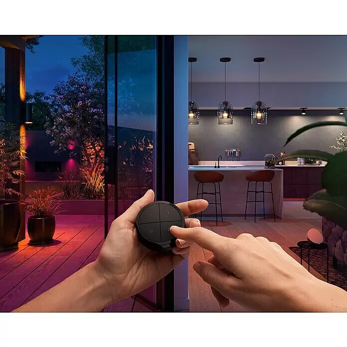 Philips Hue Lichtsteuerung Tap Dialswitch - 6 x 6 x 2 cm, Smart Home-fähig: Ja, Schwarz, Dimmbar - Anwendungsbeispiel