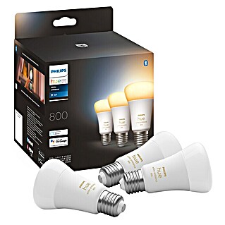 Philips LED-Lampe HUE (E27, Dimmbar, Warmweiß, 800 lm, Inhalt: 3 Stk., Leistung: 6 W)