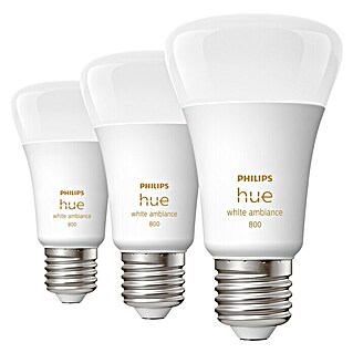 Philips LED-Lampe HUE (6 W, E27, RGBW, 800 lm, 3 Stk.)