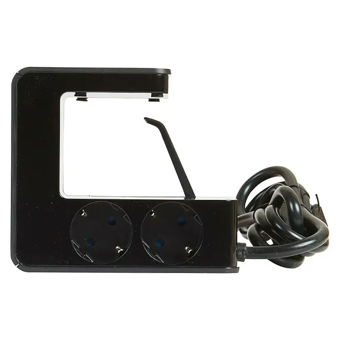 Legrand Bola de enchufes Upower 4x2P USB - x 4, Negro, 1,5 m - Regleta negra con dos tomas de corriente, gestión de cables e interruptor basculante para un acceso cómodo a la alimentación.