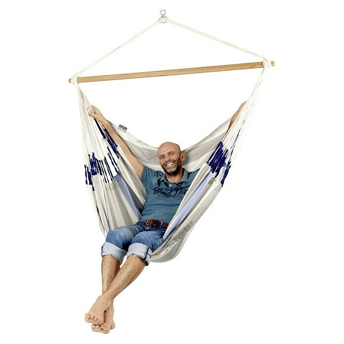 La Siesta Hamaca colgante Domingo Kingsize (L x An x Al: 210 x 130 x 170 cm, Azul/Blanco) | BAUHAUS