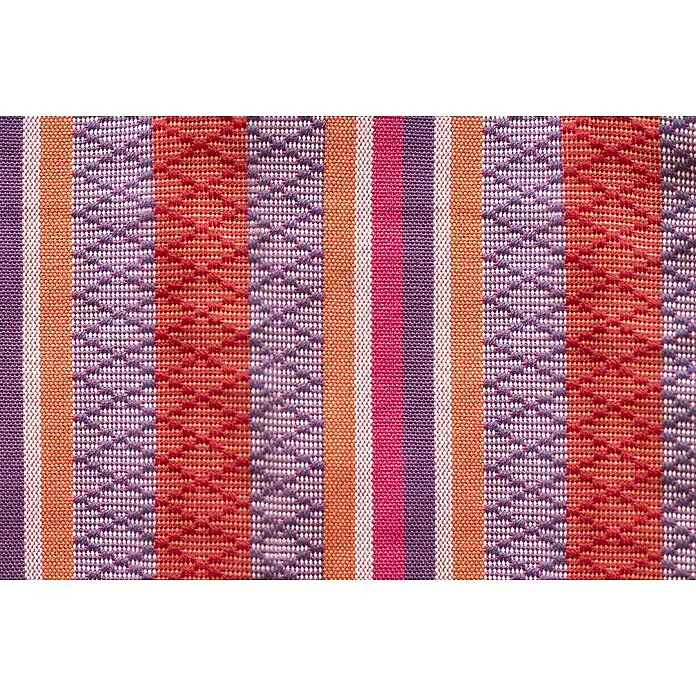 La Siesta Hängematte Modesta - L x B: 350 x 160 cm, Flamingo, Double - Bunter gestreifter Webstoff mit Texturmustern in Orange, Rot, Violett, Rosa und Weiß.