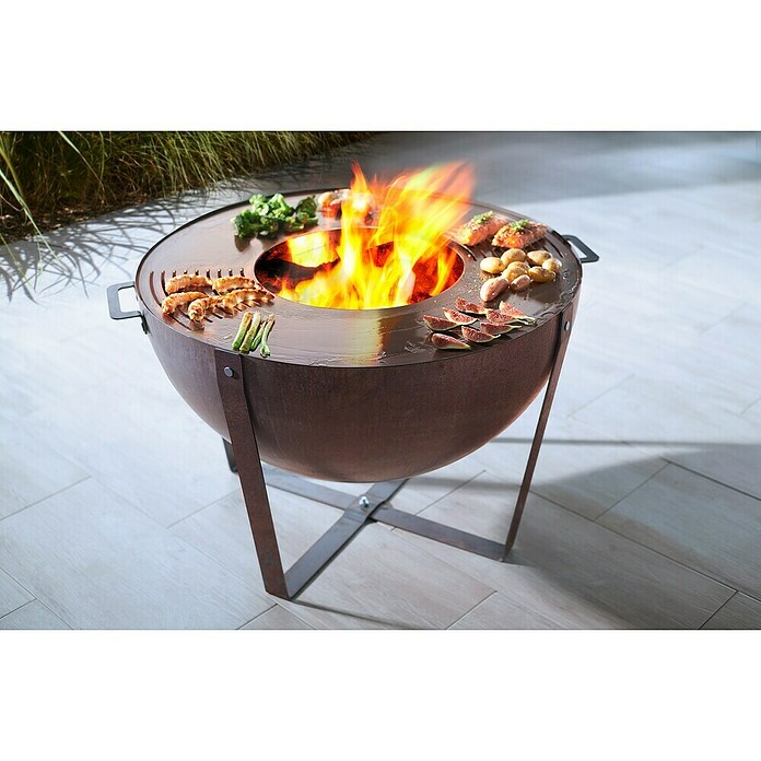 Grille de foyer Buschbeck et bac à cendres pour barbecue cheminée