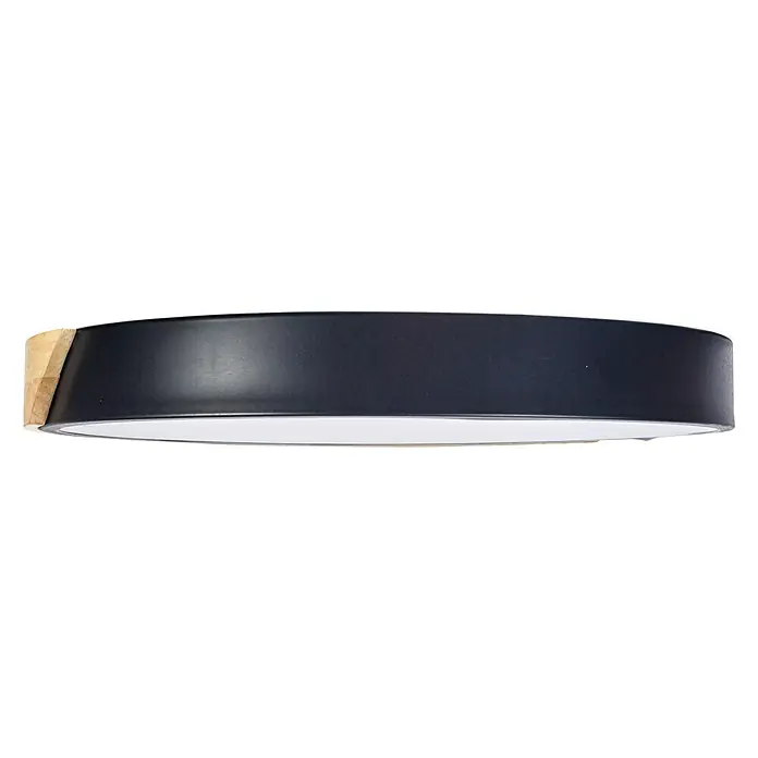 Forlight Plafón LED redondo Melo - 20 W, Ø x Al: 40 x 5 cm, Negro/Madera, Blanco, Blanco neutro - Lámpara de techo moderna con borde negro y detalle de madera clara, ideal para interiores elegantes.