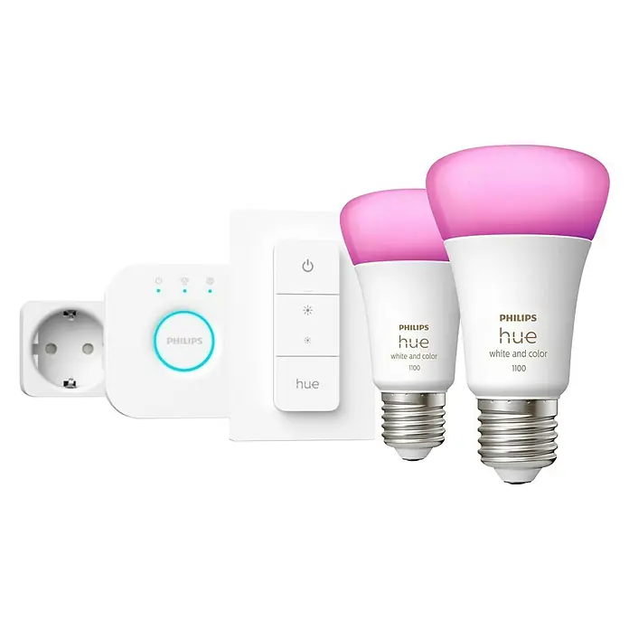 Philips Hue Smart-LED-Lampen Set White & Color AmbianceE27, Dimmbar, Warmweiß, 806 lm - 1.055 lm, 9 W