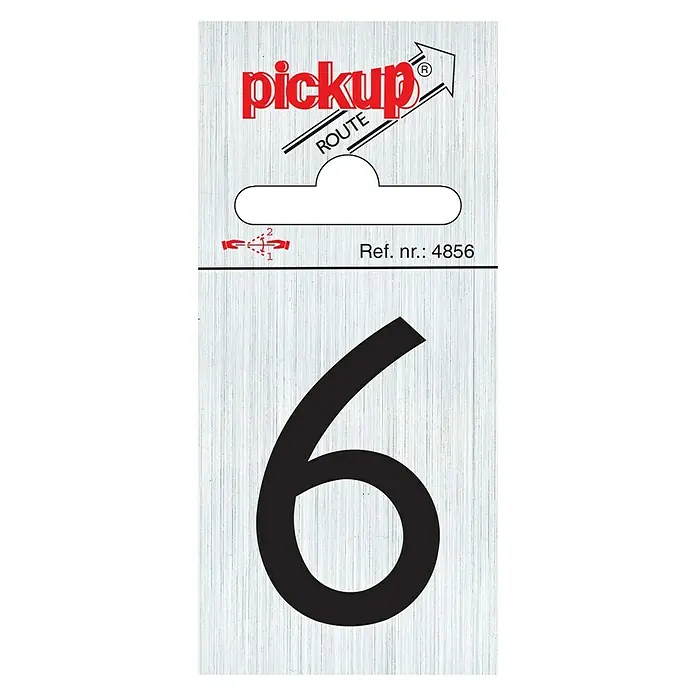 Pickup Aufkleber - Motiv: 6, L x B: 6 x 4,4 cm - Produktbild einer Hausnummer „6“ von Pickup Route, ideal zur Kennzeichnung von Wohnhäusern und Gebäuden.
