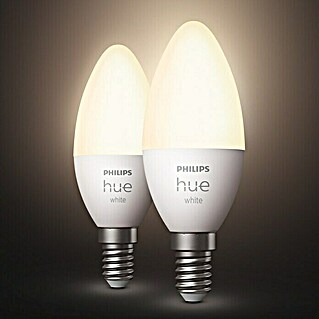 Philips Hue Smart-LED-Lampen Set White (E14, Dimmbar, Warmweiß, 470 lm, 5,5 W, Kerze, 2 Stk.)