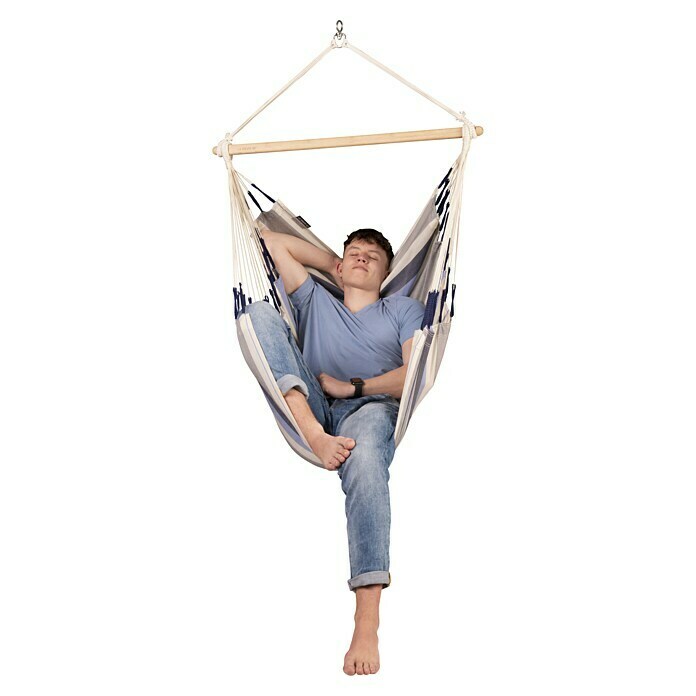 La Siesta Hamaca colgante Domingo Basic (L x An x Al: 140 x 90 x 145 cm, Azul/Blanco) | BAUHAUS