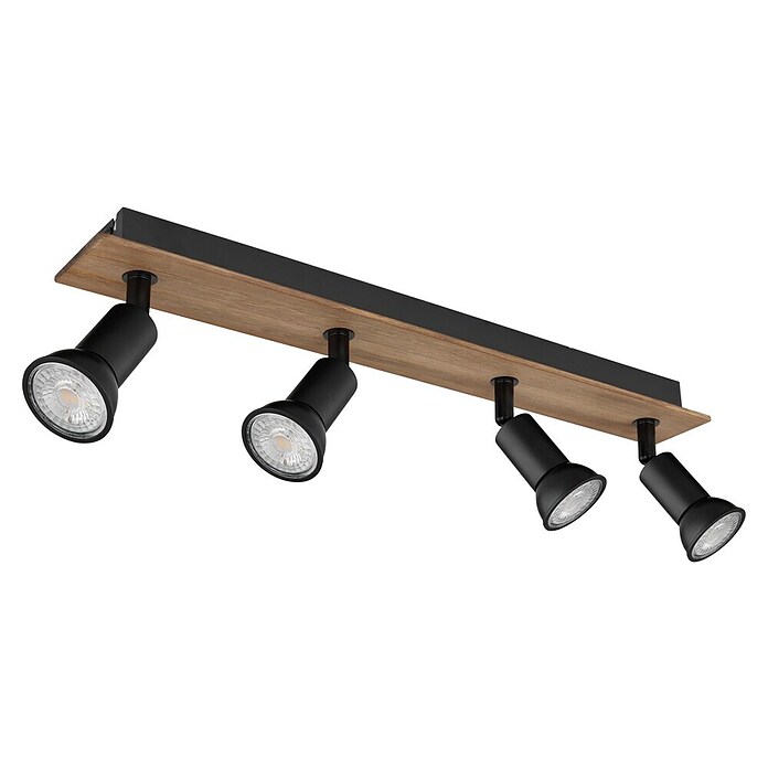 Globo Deckenstrahler Drew (35 W, L x B x H: 50 x 6 x 9 cm, Schwarz/Holz, GU10, 4 Stk.) | BAUHAUS