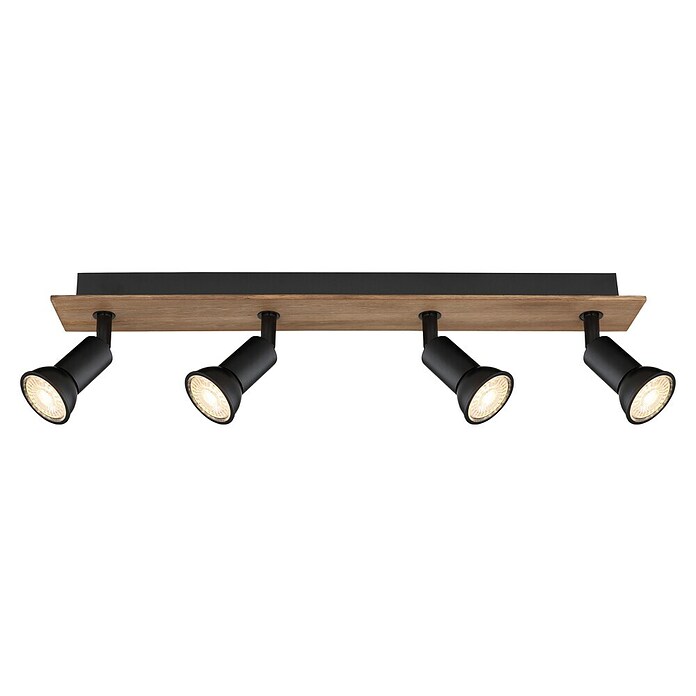 Globo Deckenstrahler Drew (35 W, L x B x H: 50 x 6 x 9 cm, Schwarz/Holz, GU10, 4 Stk.) | BAUHAUS