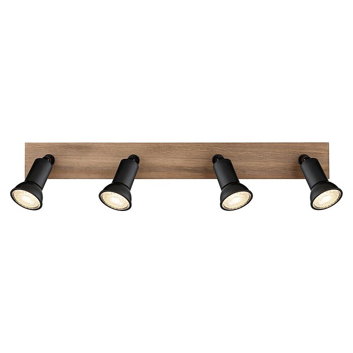 Globo Deckenstrahler Drew (35 W, L x B x H: 50 x 6 x 9 cm, Schwarz/Holz, GU10, 4 Stk.) | BAUHAUS