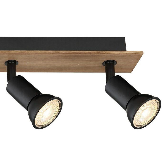 Globo Deckenstrahler Drew (35 W, L x B x H: 50 x 6 x 9 cm, Schwarz/Holz, GU10, 4 Stk.) | BAUHAUS