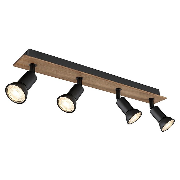 Globo Deckenstrahler Drew (35 W, L x B x H: 50 x 6 x 9 cm, Schwarz/Holz, GU10, 4 Stk.) | BAUHAUS