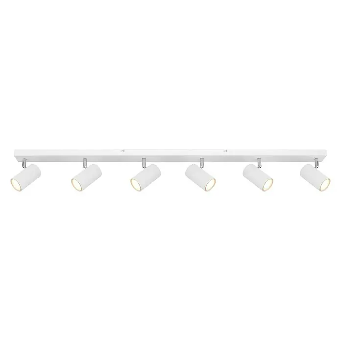 Globo Deckenstrahler Robby - 35 W, L x B x H: 115 x 60 x 12 cm, Weiß, GU10, 6 Stk. - Deckenleuchte mit sechs Strahlern in Weiß, ideal für gezielte Beleuchtung und modernes Design.
