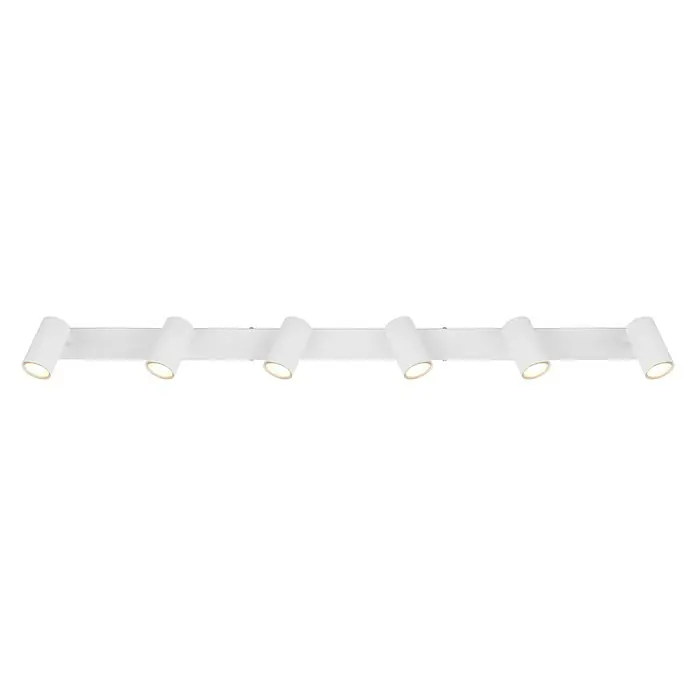 Globo Deckenstrahler Robby - 35 W, L x B x H: 115 x 60 x 12 cm, Weiß, GU10, 6 Stk. - Weiße LED-Deckenleuchte mit sechs Strahlern. Ideal für moderne Innenräume, bietet helle und gerichtete Beleuchtung.