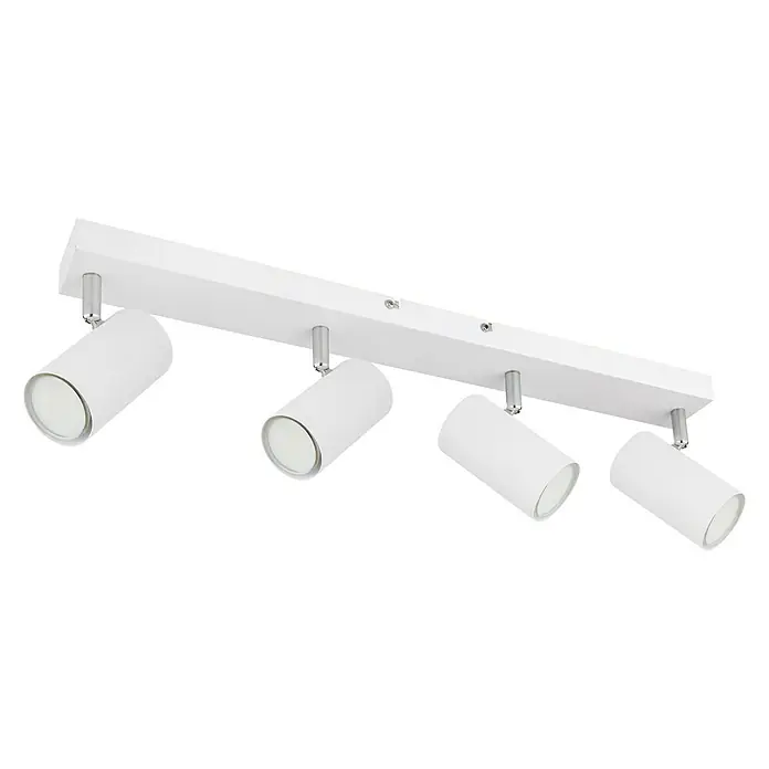 Globo Robby Regleta Robby - 35 W, L x An x Al: 56 x 6 x 12 cm, GU10 - Moderna lámpara de techo blanca con cuatro focos ajustables para una solución de iluminación flexible en el salón.
