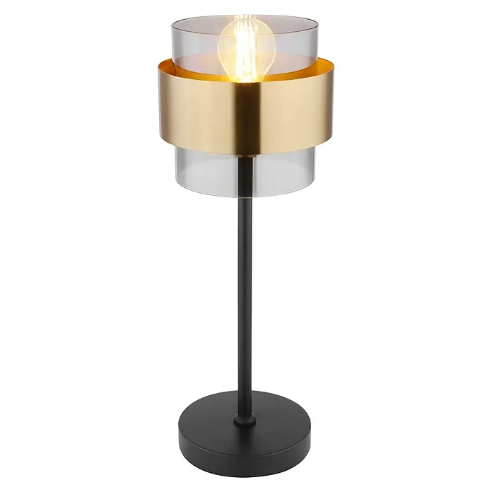 Globo Tischleuchte Milley - 60 W, L x B x H: 18 x 18 x 47 cm, Schwarz/ Messing, E27 - Elegante Tischleuchte mit goldenem Akzent und einem klaren, modernen Design. Die Lampe sorgt für eine warme Beleuchtung und ist ein echter Hingucker.