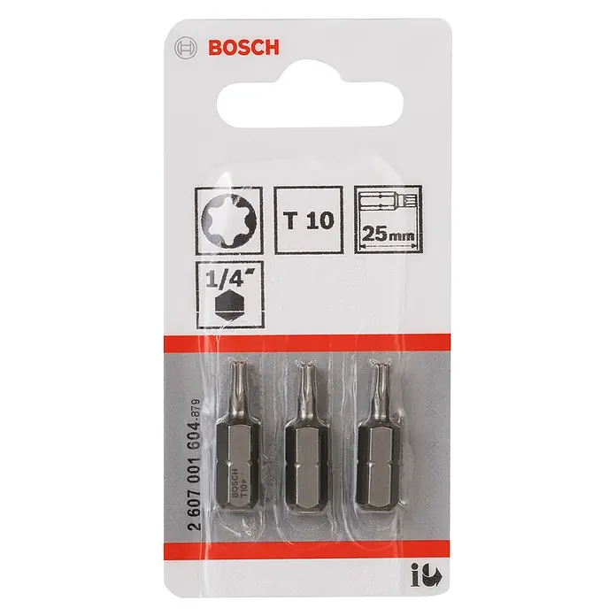 Bosch Punta Extra Hard C - T10, 25 mm, 3 ud. - Puntas Torx T10 Bosch: Juego de 3 puntas resistentes de 25 mm, ideal para atornillar con precisión. Compatible con portaherramientas de 1/4".