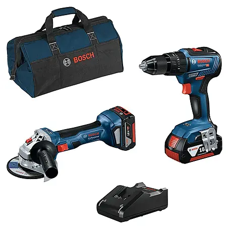 Bosch Professional  Taladro atornillador percutor de batería GSB 18V-55 + amoladora GWS 18V-7