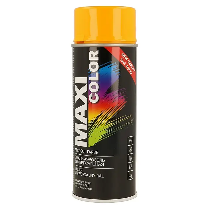 Dupli-Color Pintura decorativa en spray Maxi color - RAL1028, Brillante, 400 ml - Bote de spray de pintura amarilla Maxi Color, ideal para acabados rápidos y de alta calidad. Uso universal con 10 años de garantía.