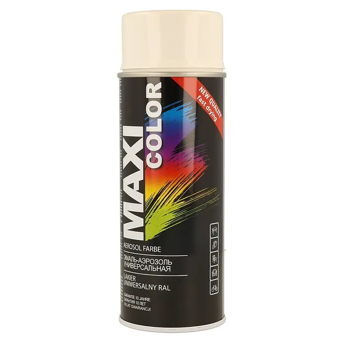 Dupli-Color Pintura decorativa en spray Maxi color - RAL9010, Brillante, 400 ml - Botes de aerosol de pintura Maxi Color, de secado rápido, para diversas aplicaciones en interiores/exteriores. Calidad fiable, con garantía de 10 años.