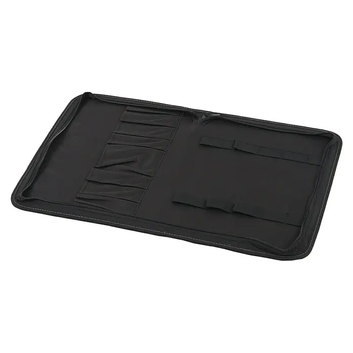 Hepco & Becker Werkzeugtasche Polytex 5803 - Polyester - Eine offene, schwarze Werkzeugtasche mit Reißverschluss und mehreren Fächern zur Organisation von Werkzeugen. Ideal für Handwerker.