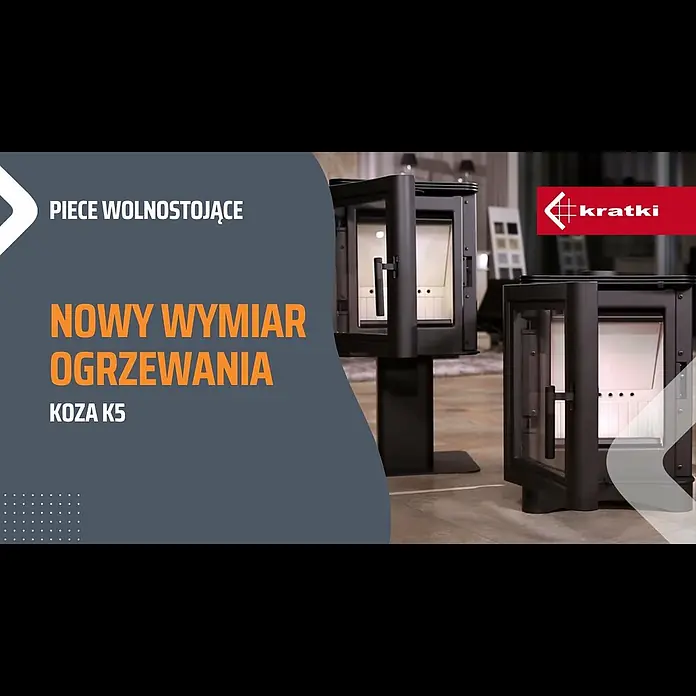 Kratki Kaminofen K5 - 7 kW, Material Verkleidung: Stahl, Schwarz - Piec KOZA K5 - cała linia, stalowy, nowoczesny, kominek piecyk wolnostojący od Kratki
