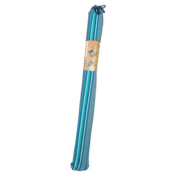 La Siesta Hängesessel Habana Kingsize - L x B x H: 210 x 130 x 170 cm, Azure - Gerollter Hängesessel in Blau-, Türkis- und Weißtönen mit blauer Kordel.