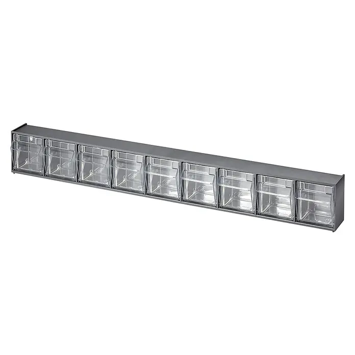 Lockweiler Kleinteilemagazin Stala S 9 - Anzahl Fächer: 9 Stk., 7,7 x 60 x 5 cm - Ordnungshelfer: Die Wandregale mit transparenten Kippboxen sind ideal zur Aufbewahrung von Kleinteilen, Schrauben und vielem mehr. Praktisch & übersichtlich!