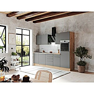 BAUHAUS Küchenzeile Sandra (Breite: 280 cm, Grau, Farbe Korpus: Artisan Eiche, Mit Elektrogeräten)