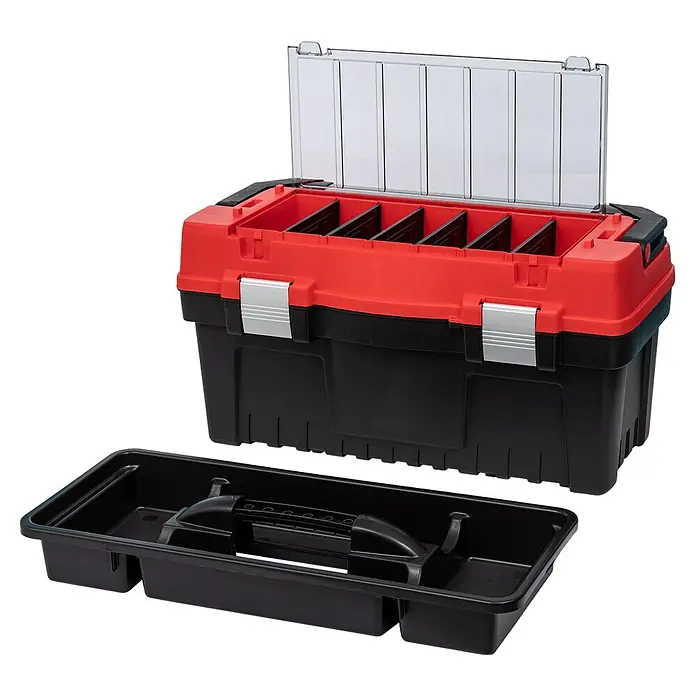 Lockweiler Werkzeugkasten MAGNUS PROFI 22 - Polypropylen, 22″ - Werkzeugkasten mit herausnehmbarer Trage und transparentem Deckel zur Aufbewahrung kleinerer Gegenstände. Perfekt für Ordnung in der Werkstatt.