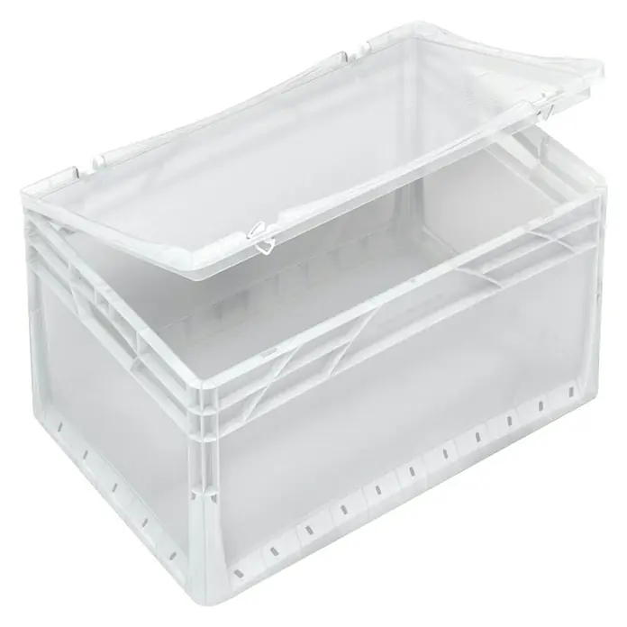 Surplus Systems Deckel - Passend für: Surplus Systems Euronormbox 60 x 40 cm, L x B: 60 x 40 cm, Kunststoff, Transparent - Eine weiße, durchsichtige Lagerbox mit aufklappbarem Deckel, ideal für die Organisation und Aufbewahrung von Gegenständen im Haushalt.