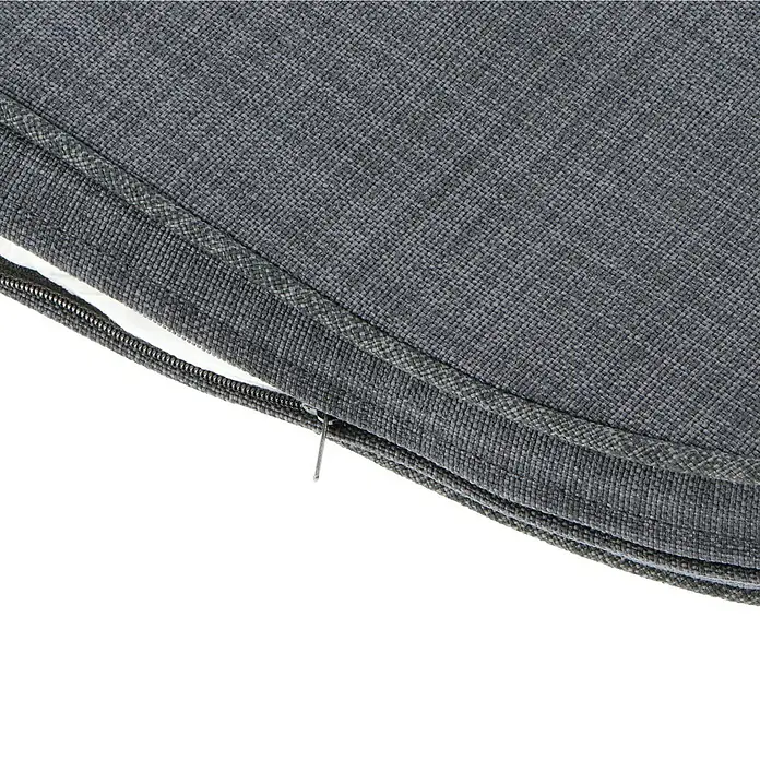 Sunfun Pauline Ersatzkissen - Passend für: Sunfun Pauline Gartensessel - Nahaufnahme eines grauen Kissens mit Reißverschluss, das die Textur und das Detail des Verschlusses hervorhebt.