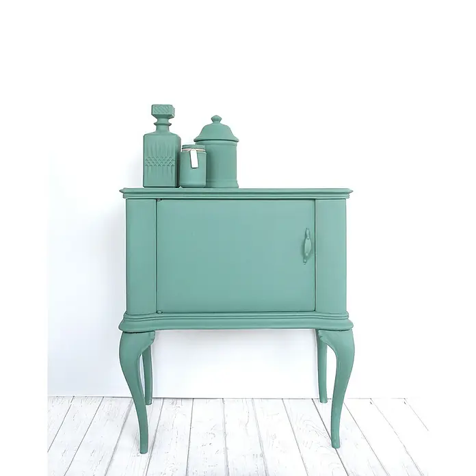 Fleur Pintura decorativa en spray Chalky Look - Malmo, Mate, 300 ml - El elegante aparador verde menta, con patas curvas y accesorios a juego, es un verdadero atractivo en cualquier habitación.