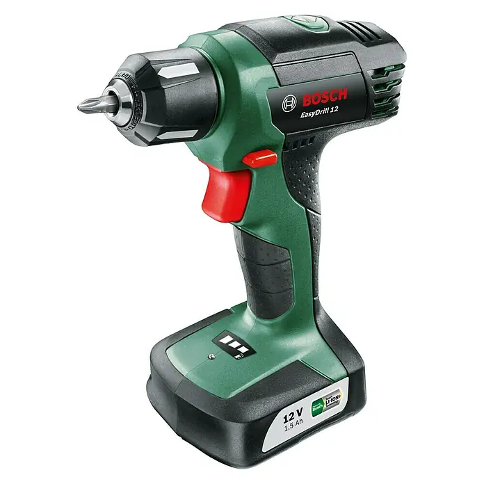 Bosch Power for All 12V Akku-Bohrschrauber EasyDrill 12 - 12 V, 1 Akku, 1,5 Ah, 15 Nm - Akkubohrschrauber Bosch EasyDrill 12 mit Bit, ideal zum Schrauben und Bohren in Holz, Metall und Kunststoff für Heimwerkerarbeiten.