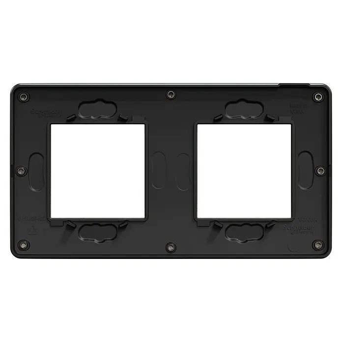 Schneider Electric New Unica Marco Studio - Metal/Carbono, Modelo de mecanismos: x 2, Plástico, Colocar - Marco doble para dispositivos Schneider Electric para una fácil instalación de dos dispositivos. Diseño robusto para una sujeción segura y longevidad.