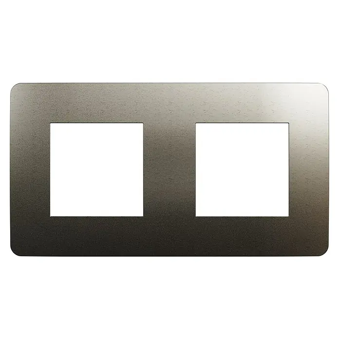 Schneider Electric New Unica Marco Studio - Metal/Carbono, Modelo de mecanismos: x 2, Plástico, Colocar - Marco de interruptor doble en metal cepillado, ideal para interiores modernos y fácil instalación.