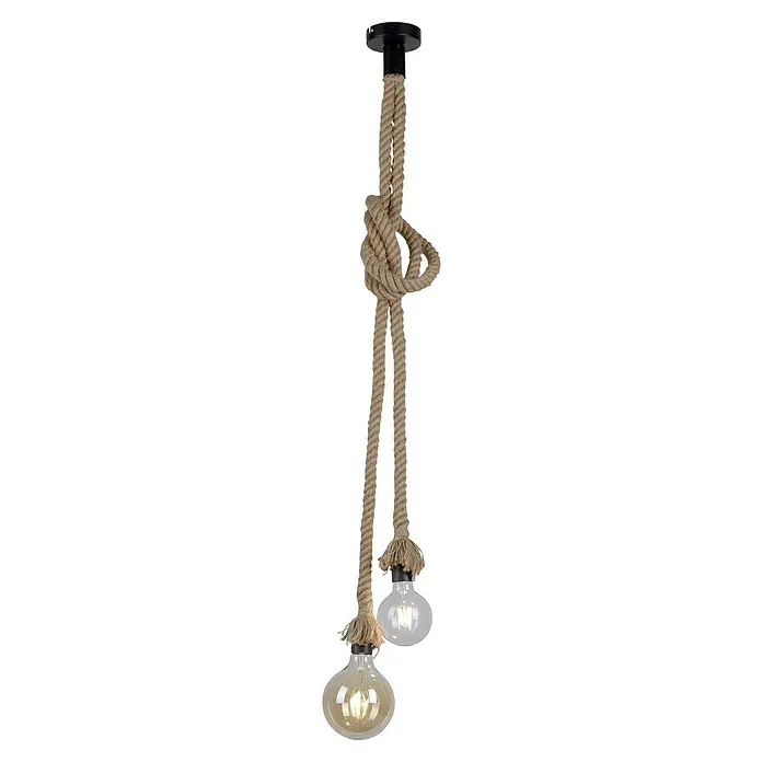Just Light Rope Lámpara colgante redonda - 60 W, Ø x Al: 10 x 155 cm, Natural, E27, 2 ud. - Esta lámpara colgante de cuerda es un verdadero atractivo. El diseño es moderno y encaja perfectamente en cualquier interior.