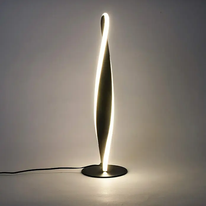 Forlight Merme Lámpara de sobremesa LED redonda - 12 W, Ø x Al: 12 x 41 cm, Negro, Blanco neutro - Elegante lámpara de pie en espiral con luz LED integrada, creando un ambiente moderno. Perfecta para espacios de vida con estilo.