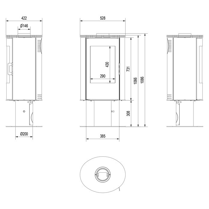 Kratki Kaminofen Stove AB (8 kW, Schwarz) | BAUHAUS