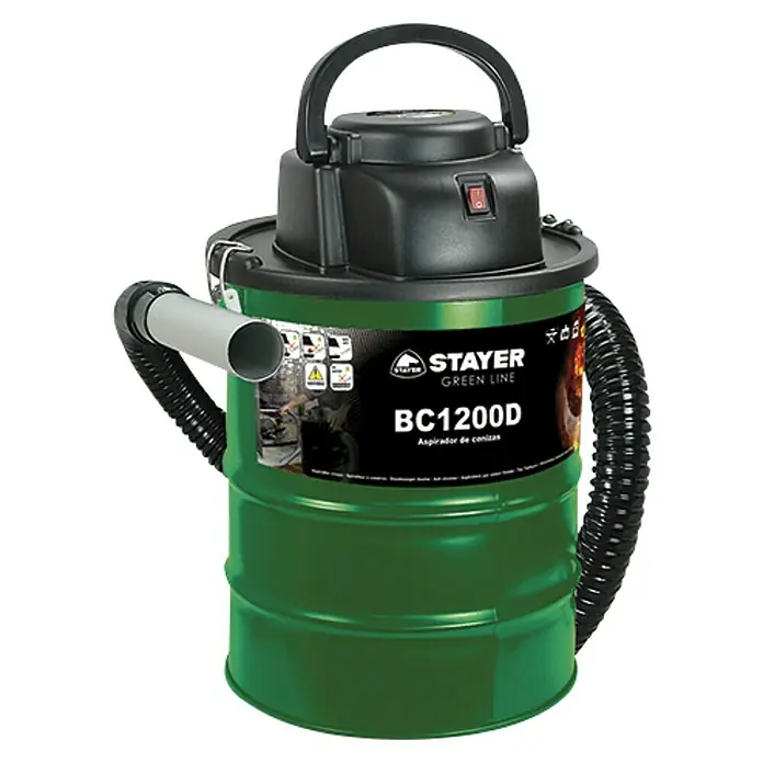 Stayer Aspirador de cenizas eléctrico BC 1200D - 1.200 W, Volumen de recipiente: 20 l, Sin bolsa - El aspirador de cenizas verde Stayer BC1200D es un dispositivo potente para una limpieza fácil y eficaz de cenizas.
