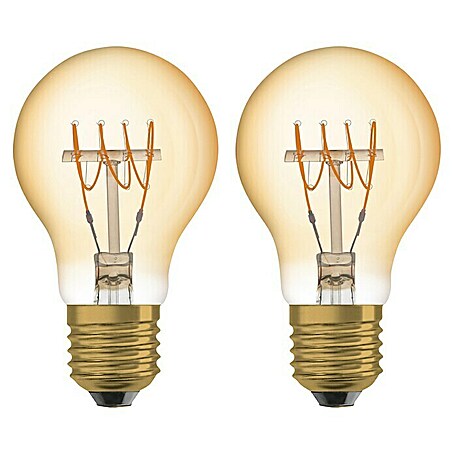 Osram LED-Lampen Set Vintage Glühlampenform E27 (E27, Nicht Dimmbar, Warmweiß, 550 lm, 5,9 W, Farbe: Gold)