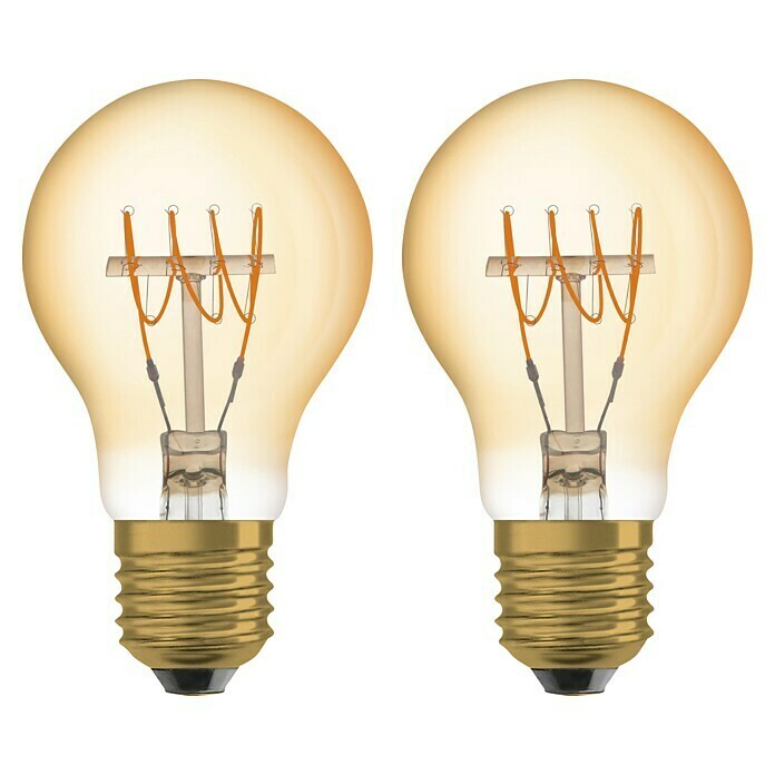 Osram LED-Leuchtmittel True Filament Classic AE27, 5,9 W, 550 lm, 2 Stk., Gold Front View