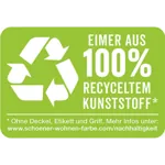 100 % recycelter Kunststoff, Eimer ohne Deckel, Etikett und Griff