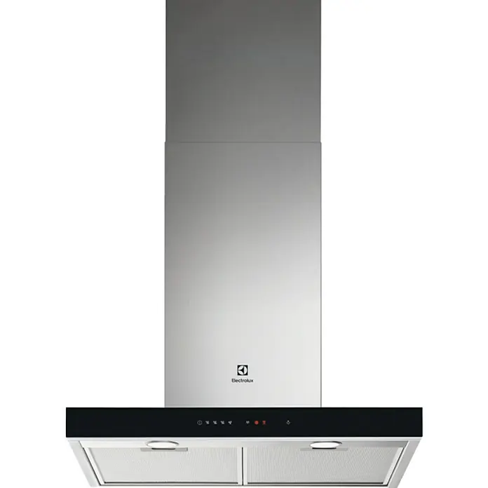 Electrolux Campana de pared LFT766X - Ancho: 59,8 cm, Máx. Potencia del ventilador en modo extracción: 720 m³/h, Acero inoxidable - Campana extractora independiente de Electrolux de acero inoxidable con panel de control, luces y filtros para una extracción eficiente del humo de la cocina.