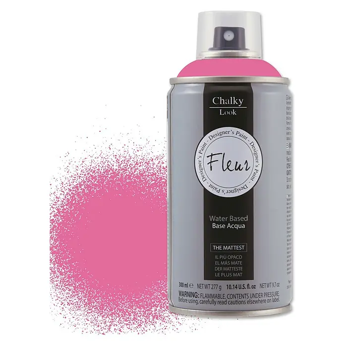 Fleur Pintura decorativa en spray Chalky Look - Penelope, Mate, 300 ml - Imagen de un aerosol de pintura "Fleur Chalky Look" en rosa, ideal para proyectos de bricolaje y diseño de muebles.