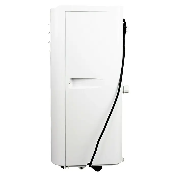 Fulmo Aire acondicionado portátil Basic 7000 - 2.050 W, Tamaño de la estancia: 15 m², Blanco - Un aire acondicionado portátil blanco con un cable negro conectado al lateral. Diseño compacto para una solución de refrigeración flexible.