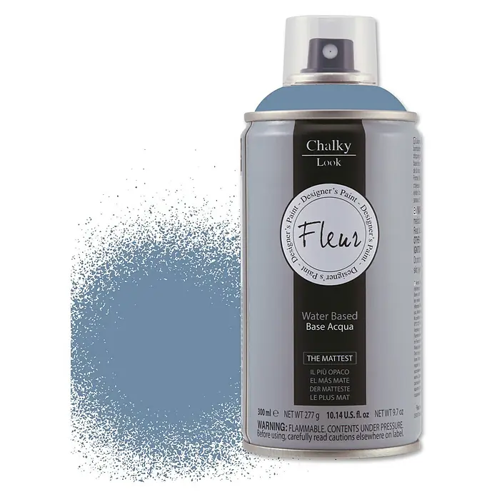 Fleur Pintura decorativa en spray Chalky Look - Copenhague Blanco, Mate, 300 ml - Bote de spray Fleur Chalky Look en azul agua. Ideal para diseñar con un aspecto mate, 300 ml.