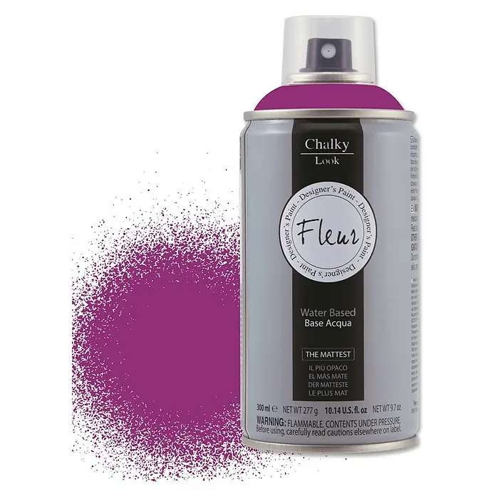 Fleur Pintura decorativa en spray Chalky Look - Crazy Horse, Mate, 300 ml - Un bote de pintura Fleur Chalky Look Designer en color morado. El spray es a base de agua con un acabado mate, ideal para proyectos creativos.
